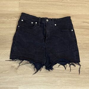 Madewell black high-rise denim shorts